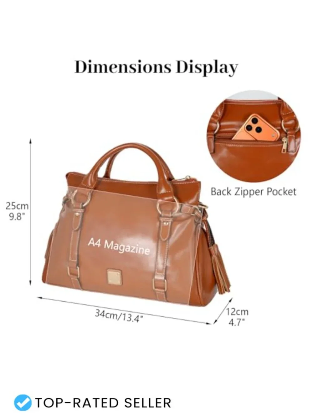 Women's PU Leather Satchel Crossbody Handbag Large Capacity Shoulder Tote